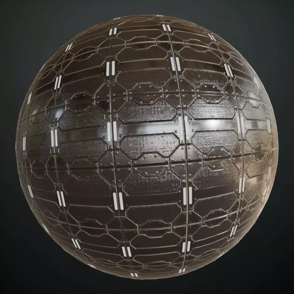 Sci-Fi Circular Perforated Metal Floor PBR Seamless Texture