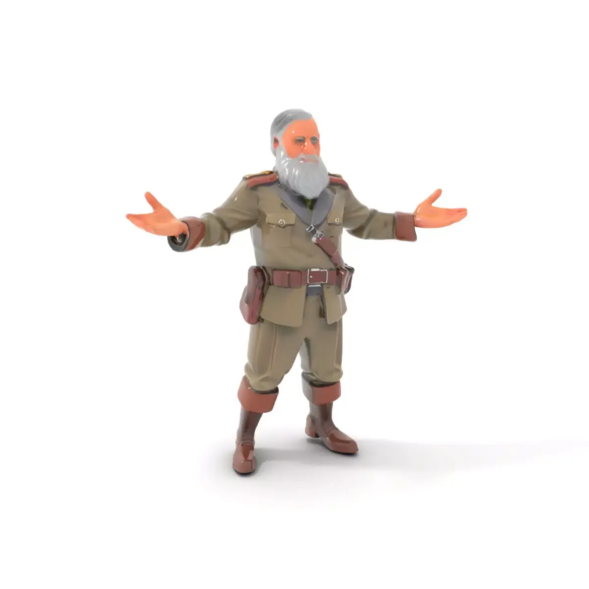 Military General D Character Model Rigged and Animated Low-poly 3D model