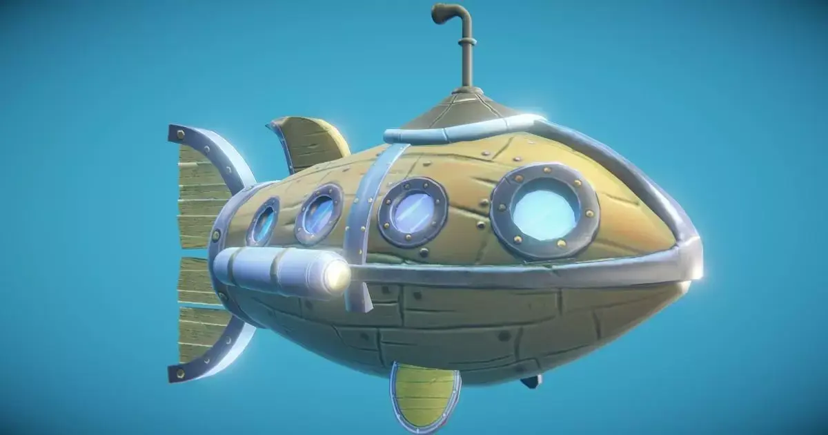 Steampunk Fish Submarine Hand-Painted Low-poly 3D model
