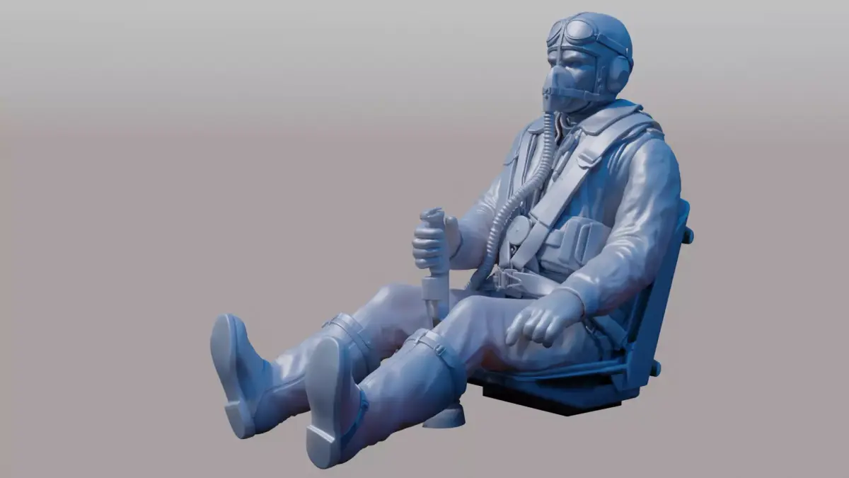 WWII Luftwaffe FW-190 Pilot 3D print model