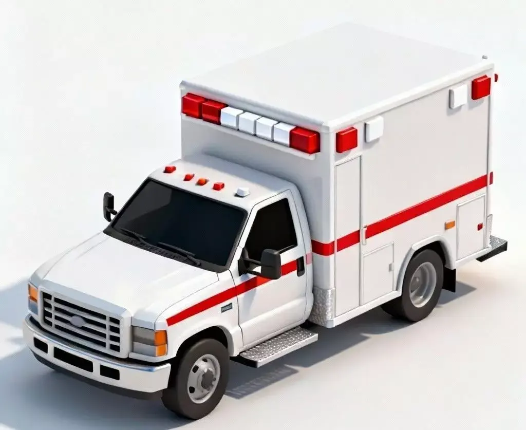 Modern American Box-Type Ambulance 3D Model Low-poly 3D model