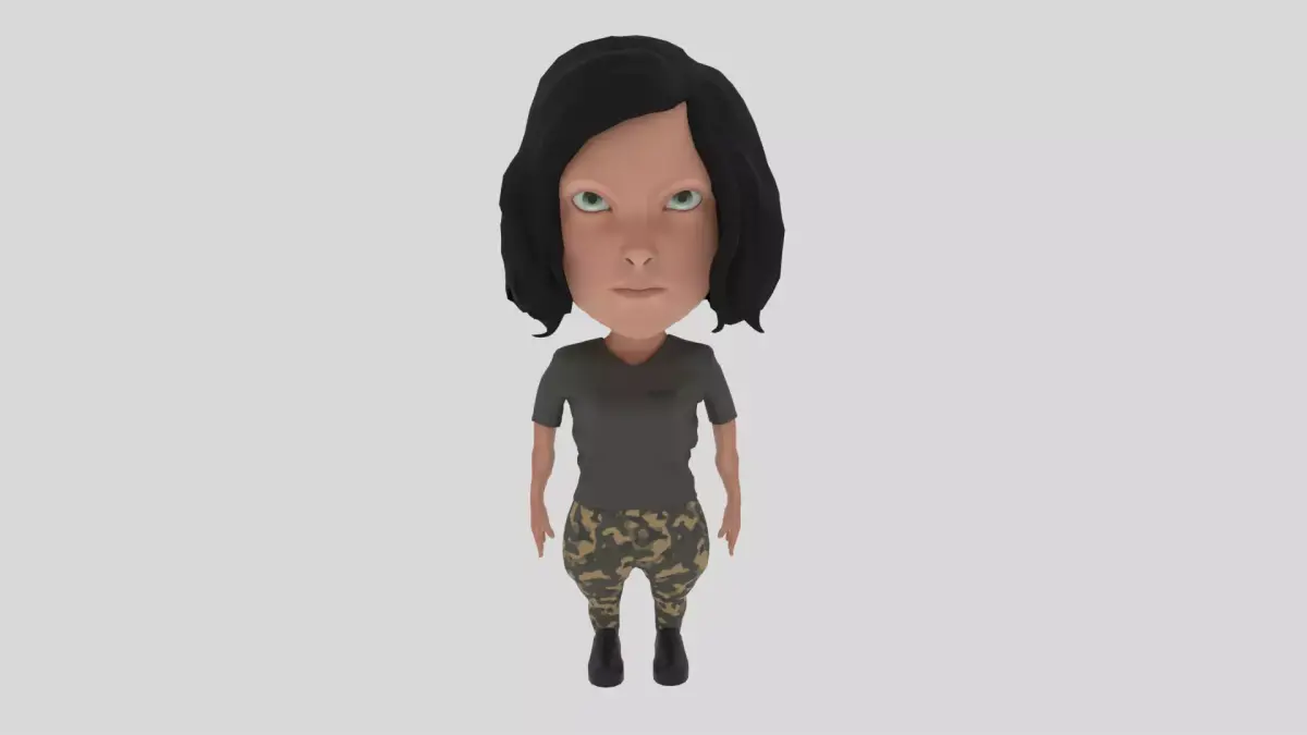 Cartoon Soldier Woman Low-poly 3D model