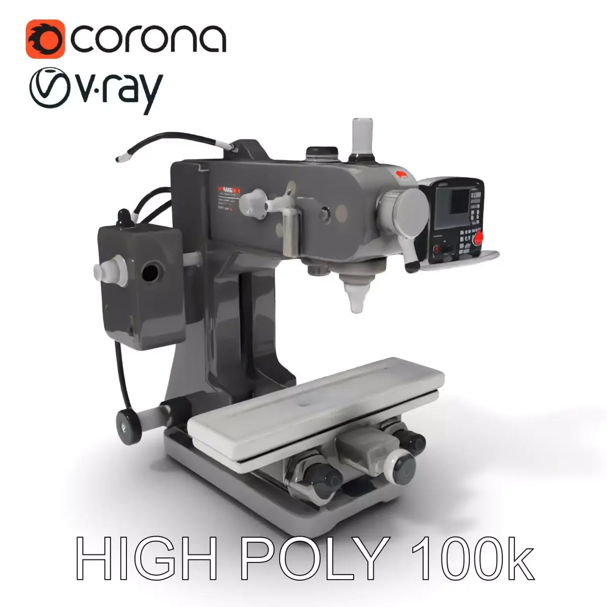 CNC Milling Machine Model Pack with Detailed Features Low-poly 3D model