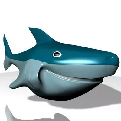 Smiling Cartoon Shark Character Low-poly 3D model