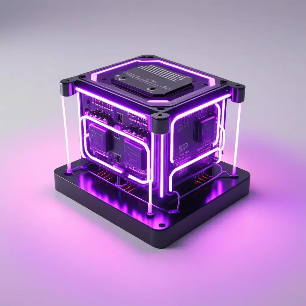 Neon Relay with Glowing Purple Circuits 3D model