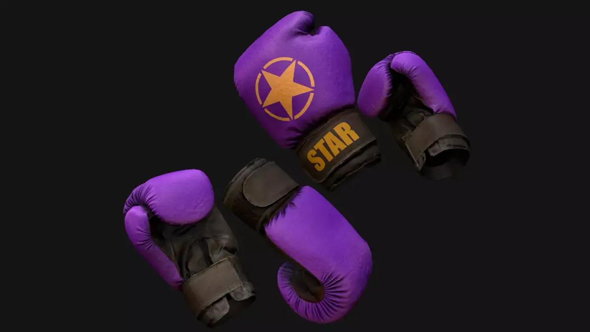 Boxing Gloves Purple Star Low-poly 3D model