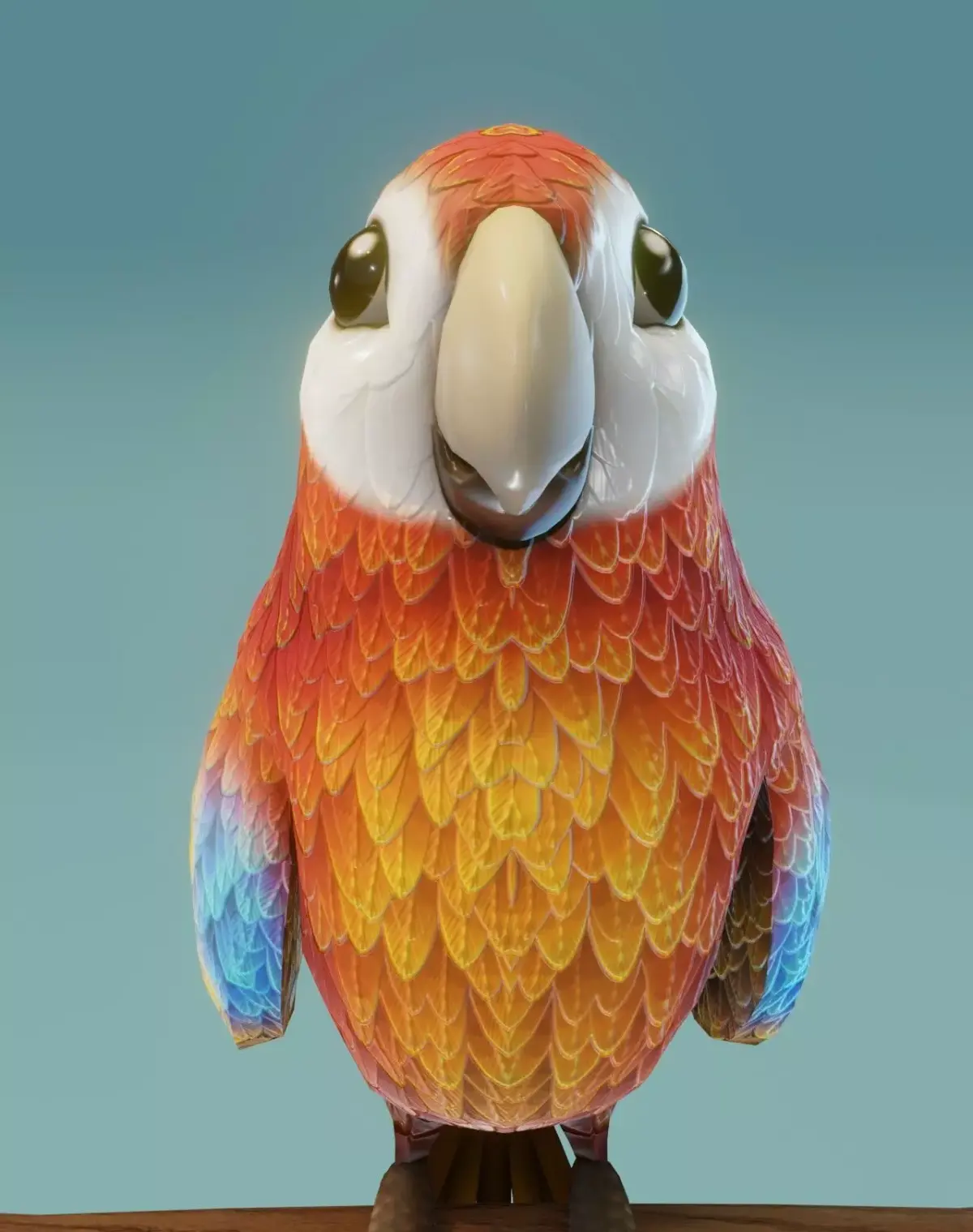 Cartoon Ara Parrot Red-Yellow-Blue 3D Model Low-poly 3D model