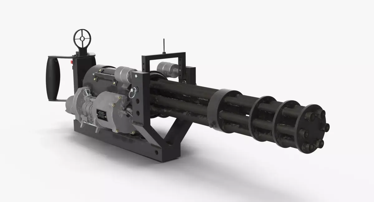 M134 Minigun With Mounting Bracket Dirt Low-poly 3D model
