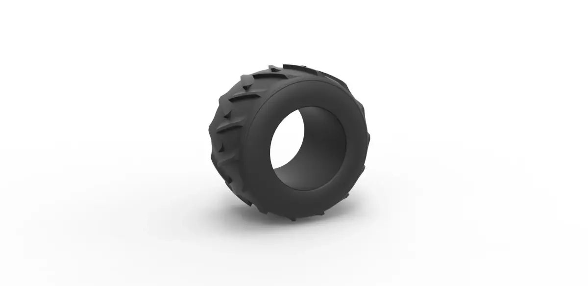Old school pulling truck tire 2 Scale 1 to 25 3D print model