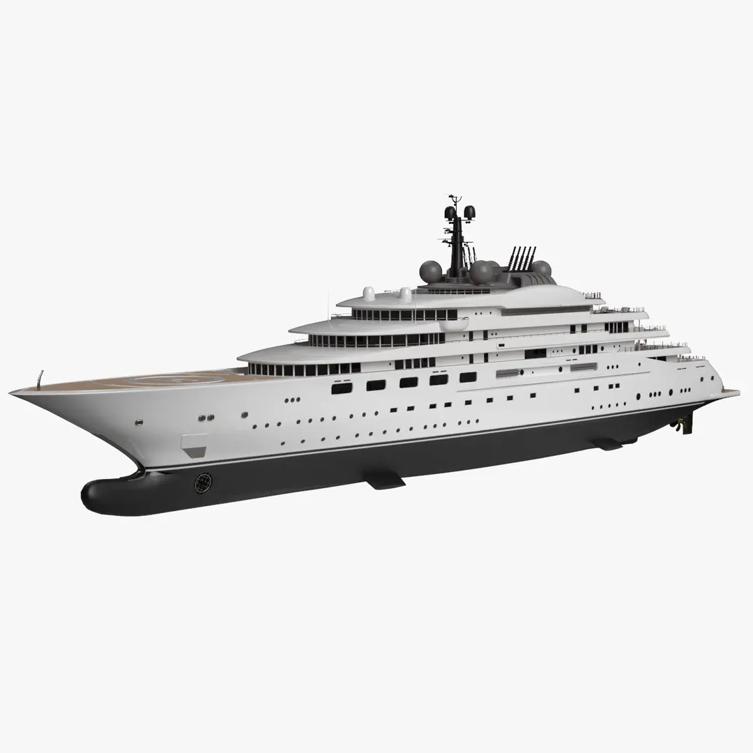 Blue Lurssen Superyacht Night Scene 3D model