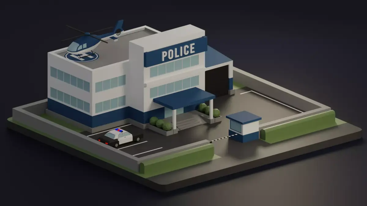 Police station Low-poly 3D model
