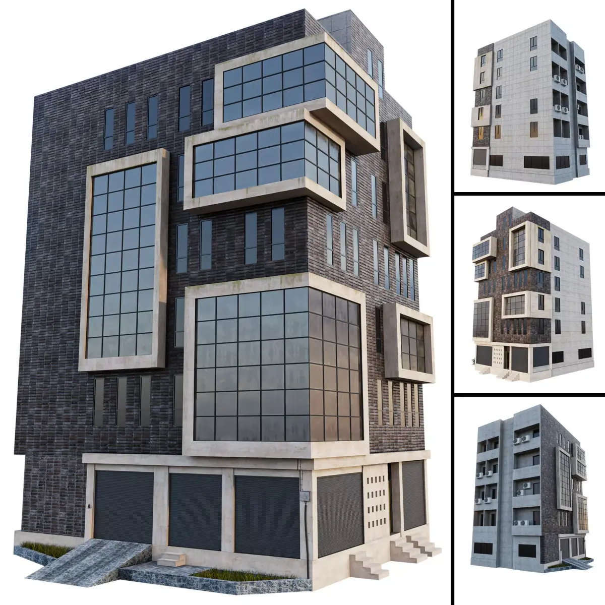 build01 modern office building Low-poly 3D model