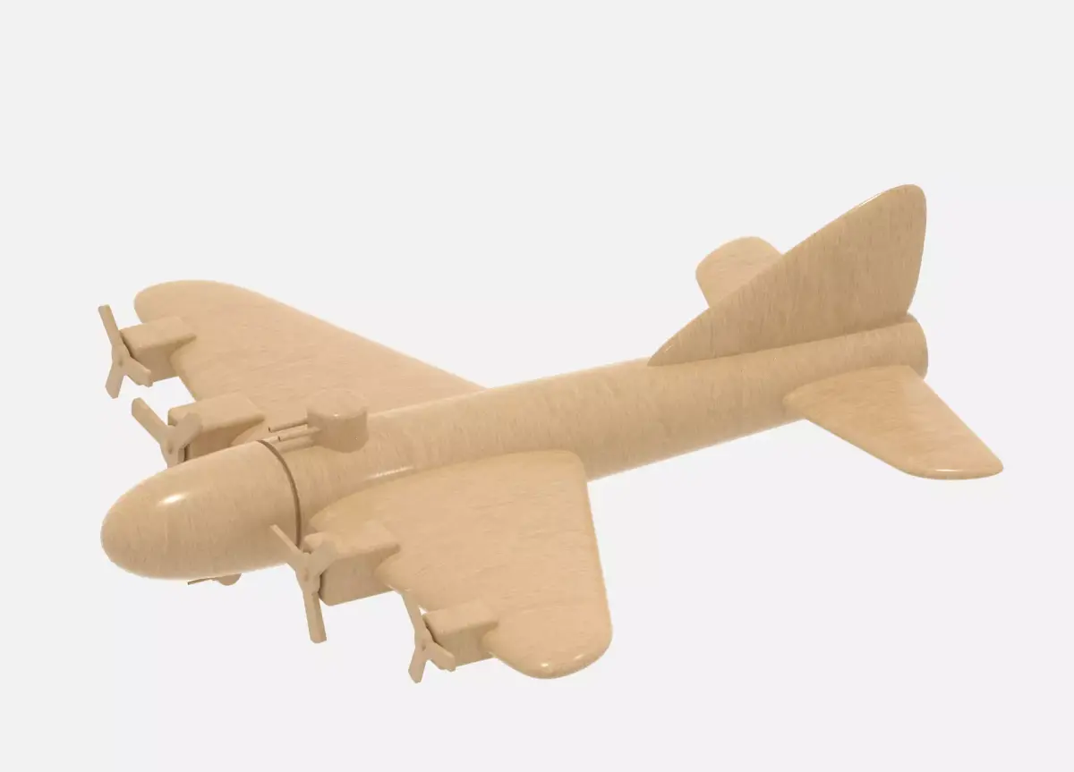 Wooden Bomber Low-poly 3D model
