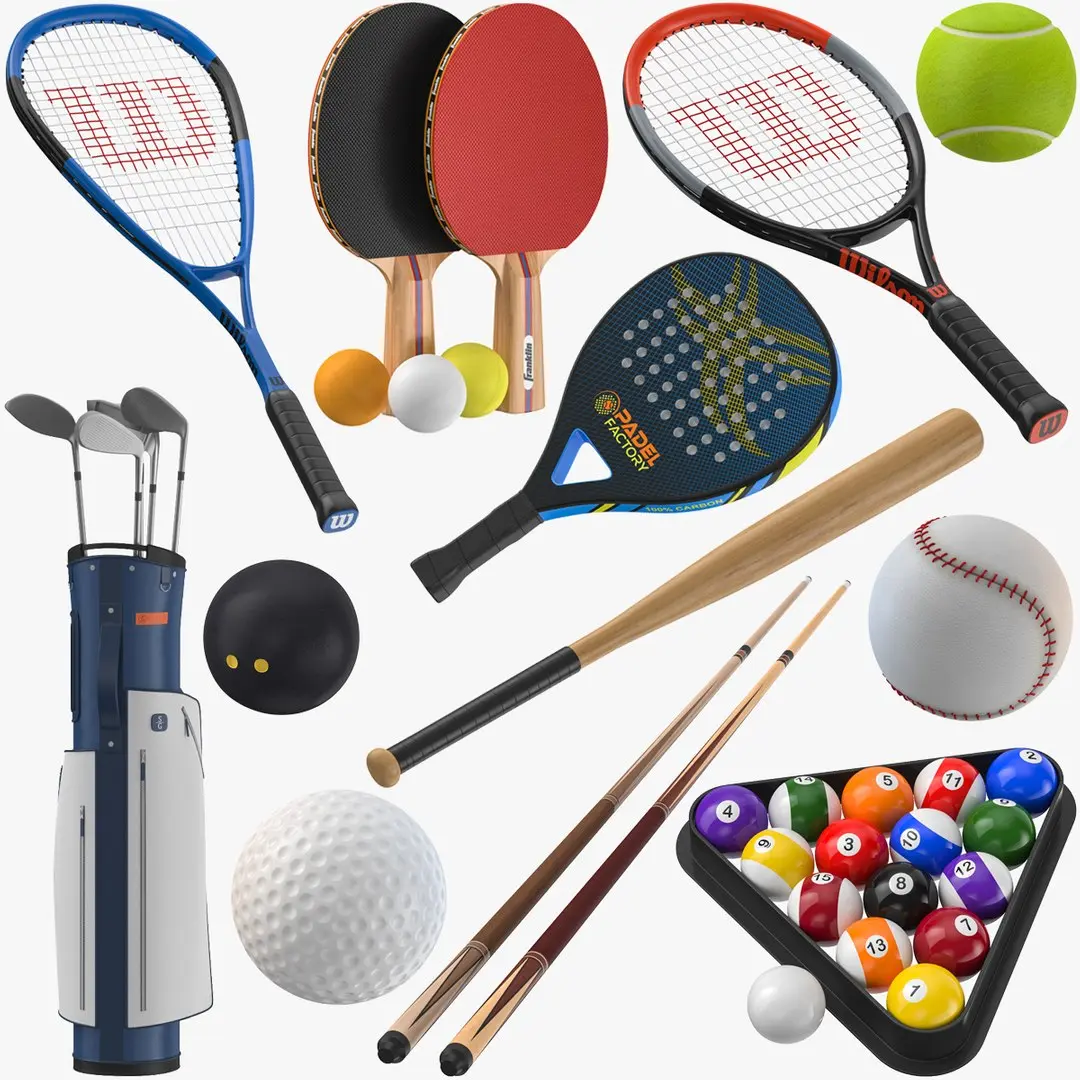 Sports Racquets And Balls Collection 3D model