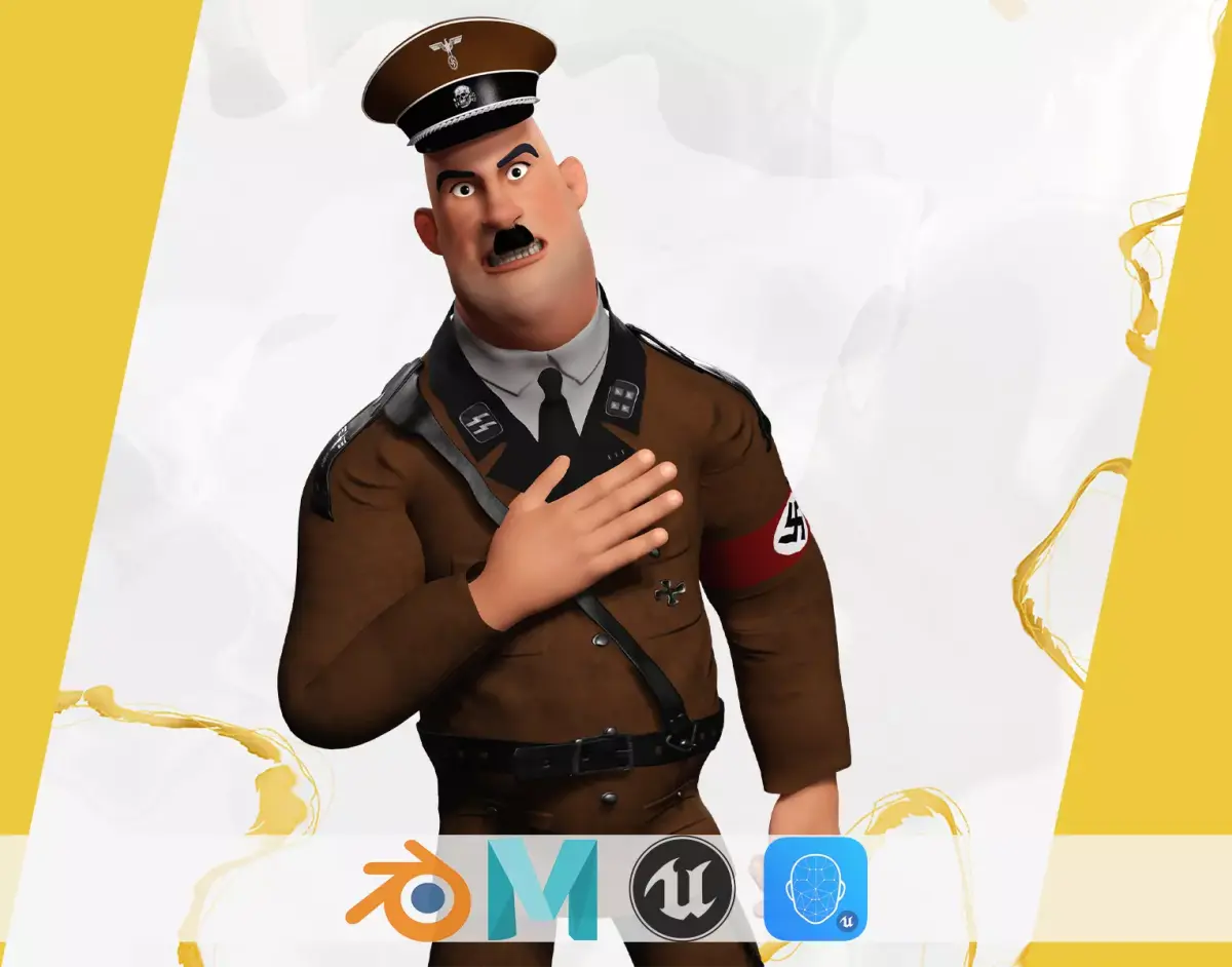 Adolf Hitler Cartoon 3d Low-poly 3D model