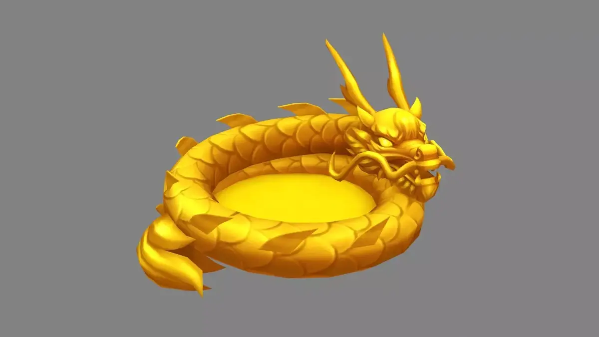 Cartoon Golden Dragon Circles Low-poly 3D model