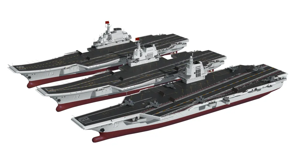 Chinese aircraft carriers CV16 CV17 CV18 with carrier-based aircraft fujian 3D model