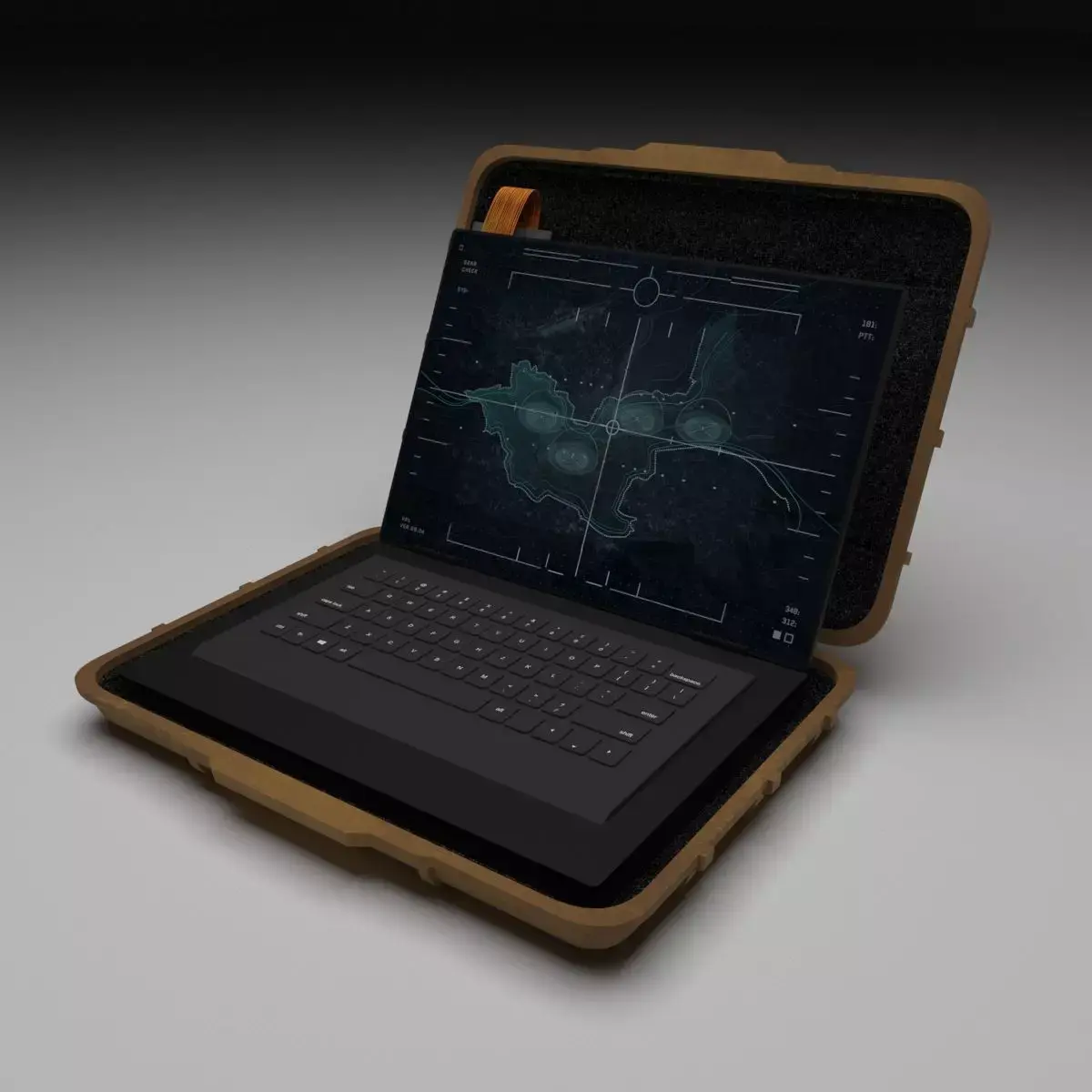 Military Laptop Low-poly 3D model buy
