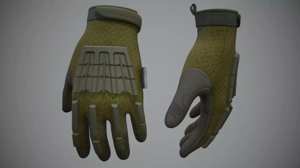 Tactical Combat Gloves 06 Low-poly 3D model