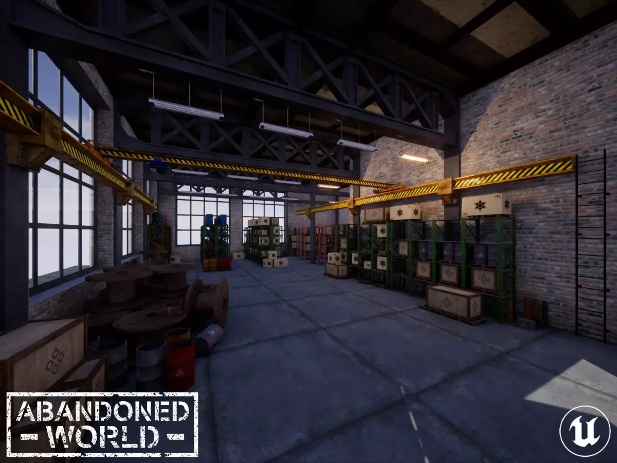Modular Warehouse for UE Low-poly 3D model