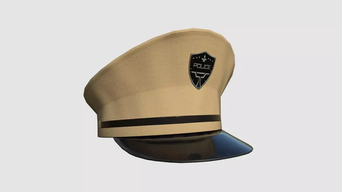 Police Cap 06 Beige - Military Character Design Fashion Low-poly 3D model