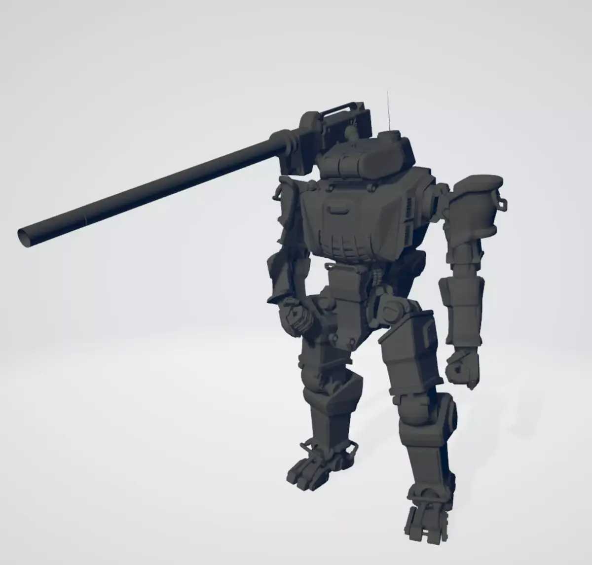Futuristic mech with mounted tank canon 3D print model