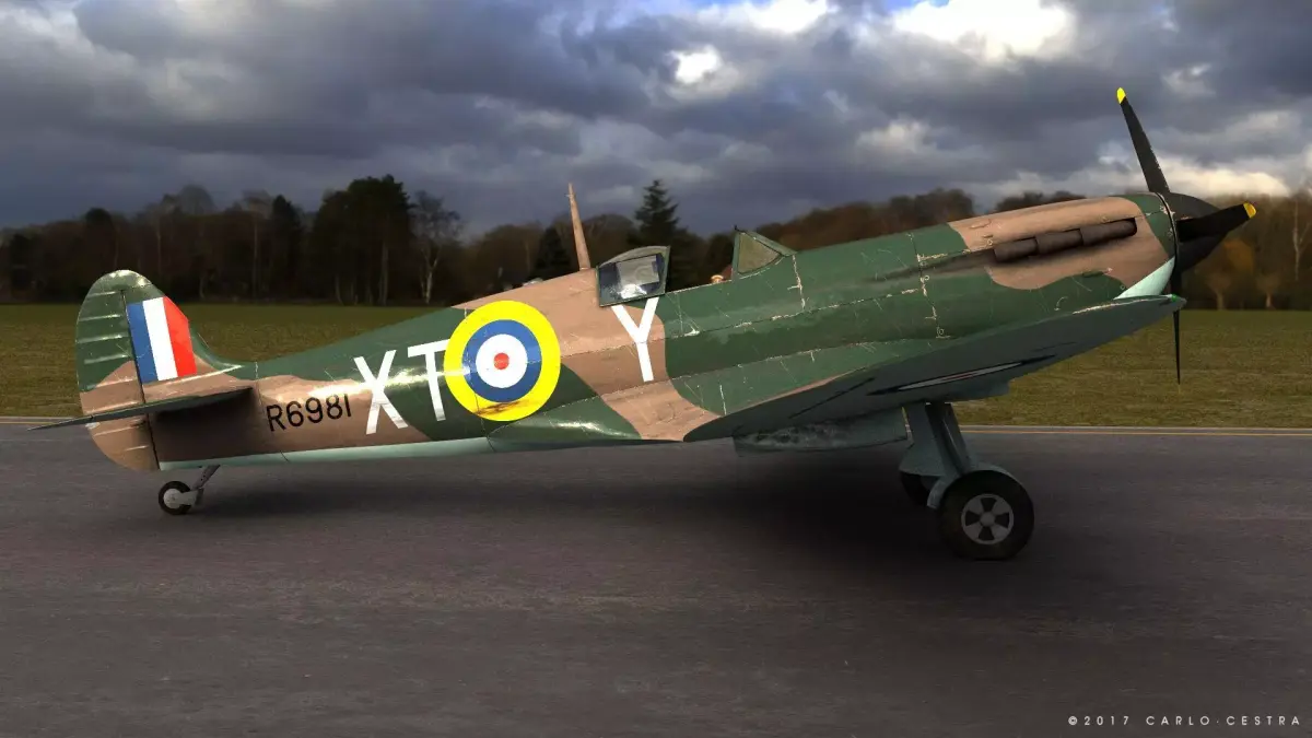 SUPERMARINE SPITFIRE MK IA 603rd Squadron Free low-poly 3D model