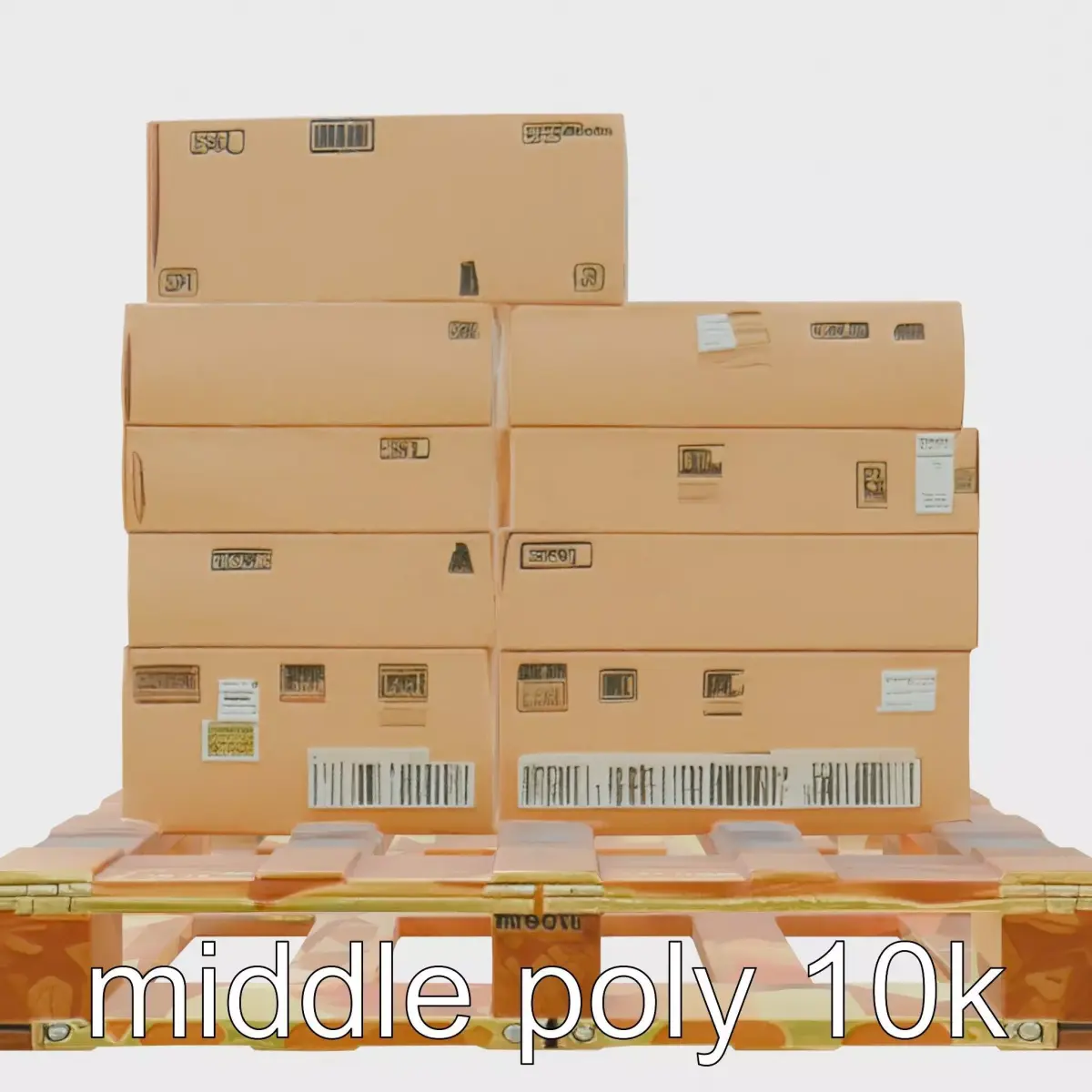 Warehouse Pallet Stack with Cardboard Boxes Low-poly 3D model