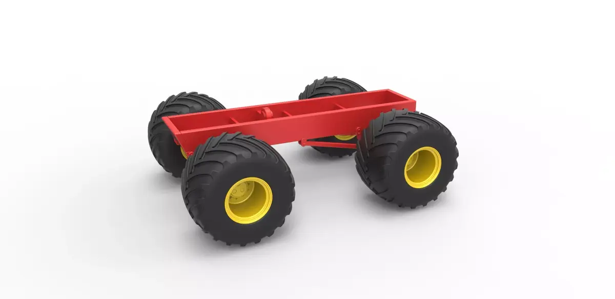 Old school monster truck chassis Scale 1 to 25 3D print model