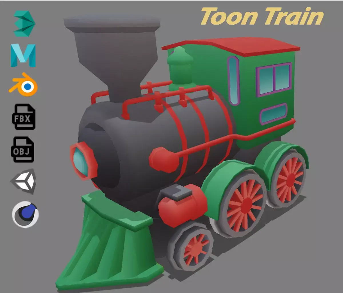 Toon Train Low-poly 3D model