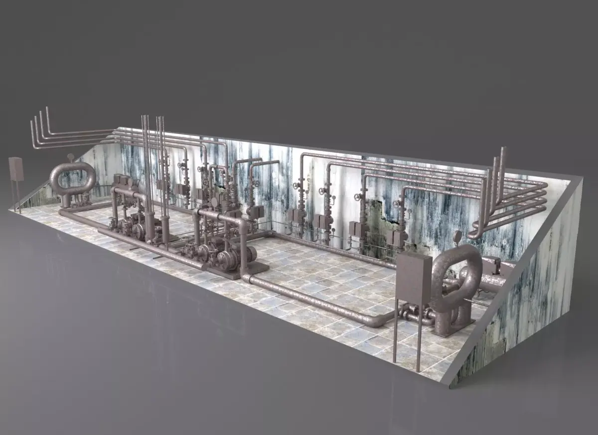 Fire-fighting pumping station 3D model purchase