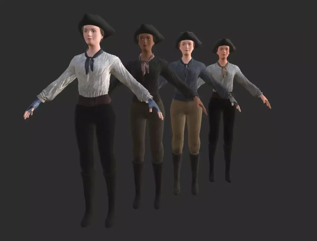 Low Poly Rigged Female Crewmate Low-poly 3D model