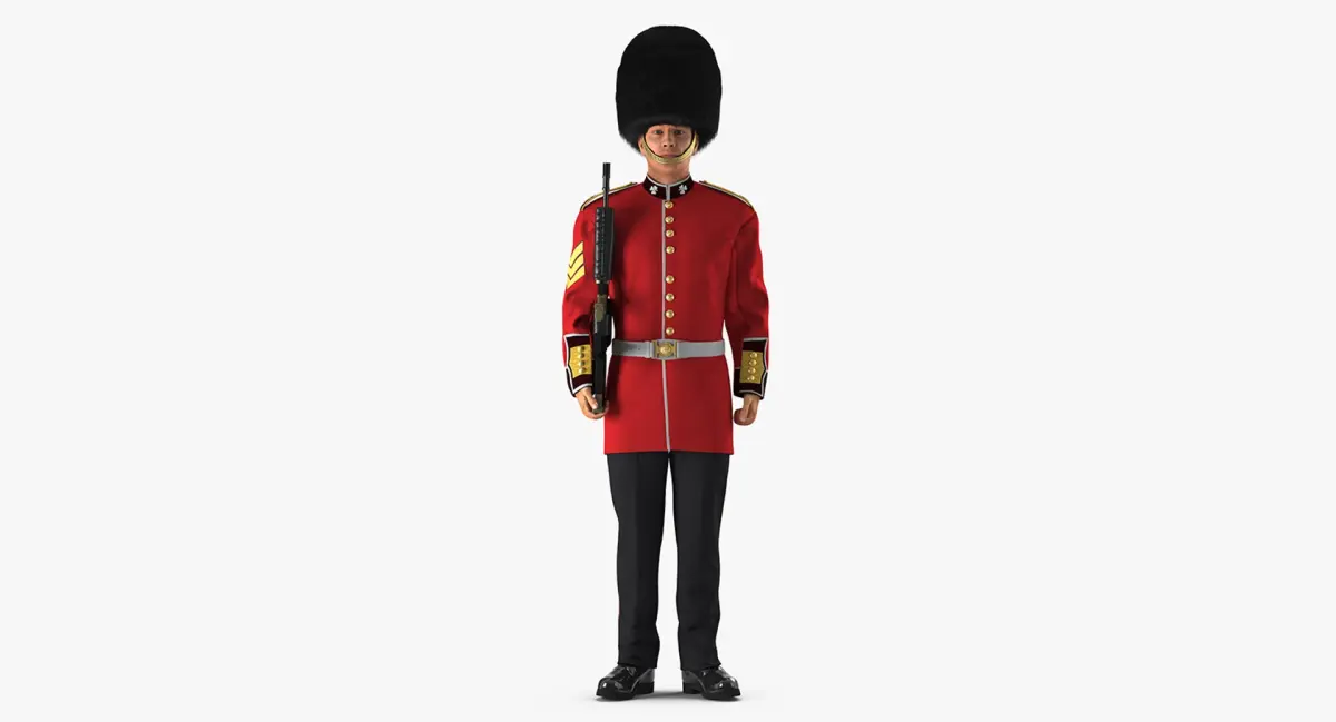 British Royal Guard Holding Gun 3D model