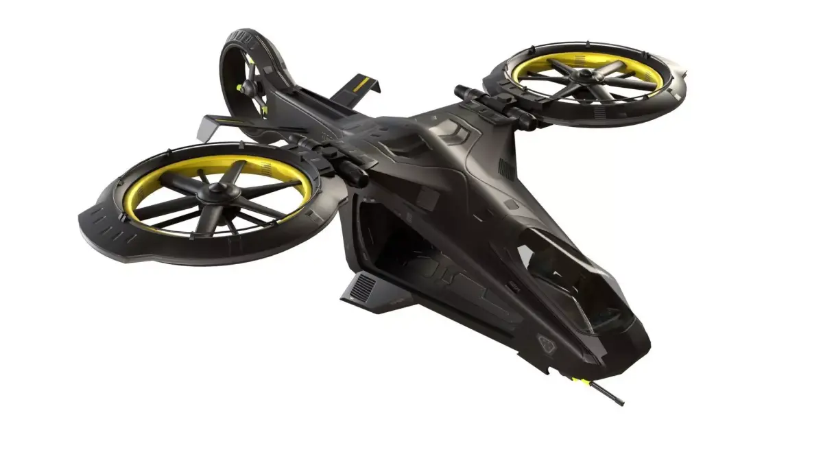 Scifi futuristic security helicopter Low-poly 3D model