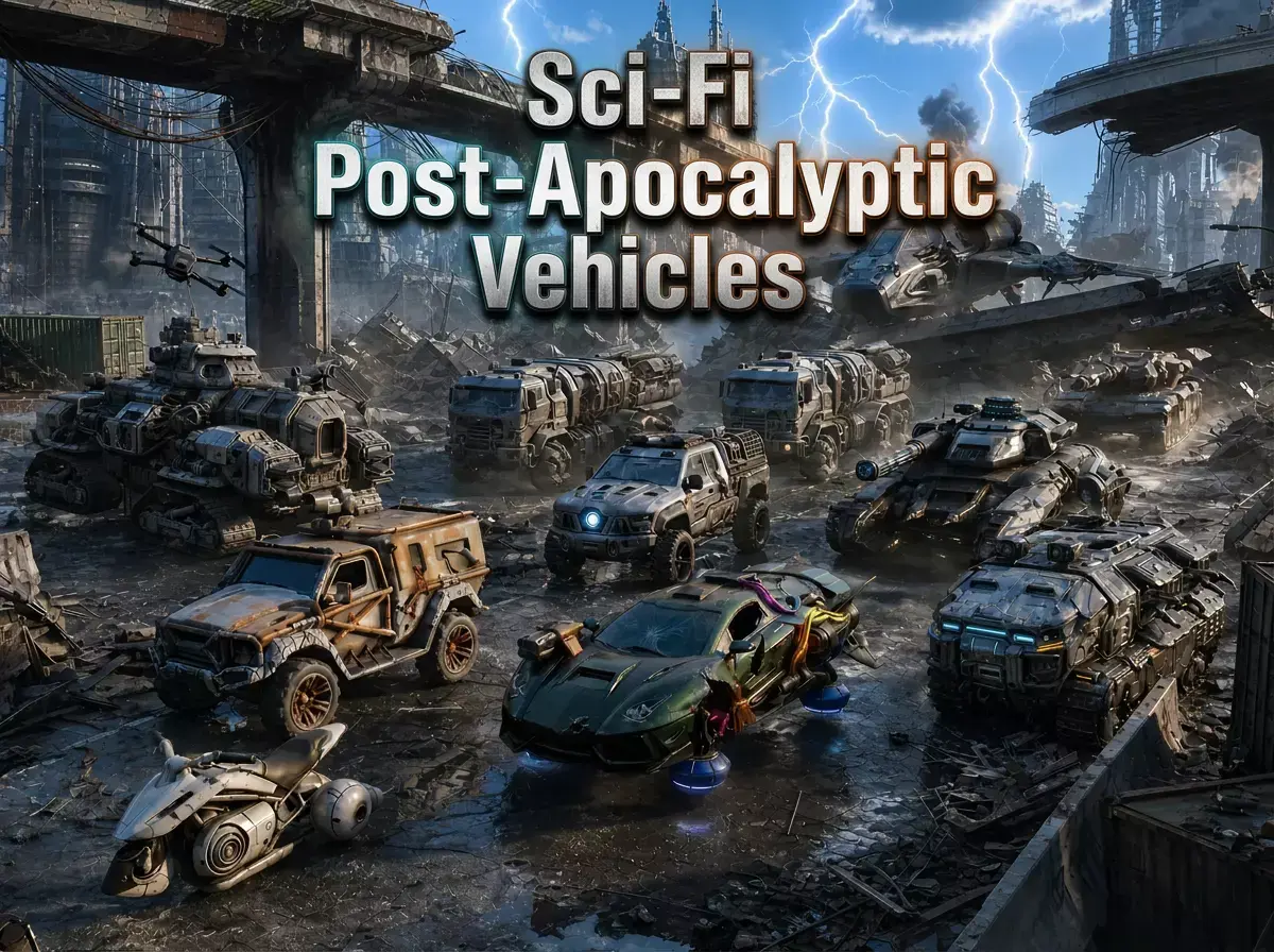 Sci-Fi Post-Apocalyptic Vehicles Mega Pack - 9 Game-Ready PBR