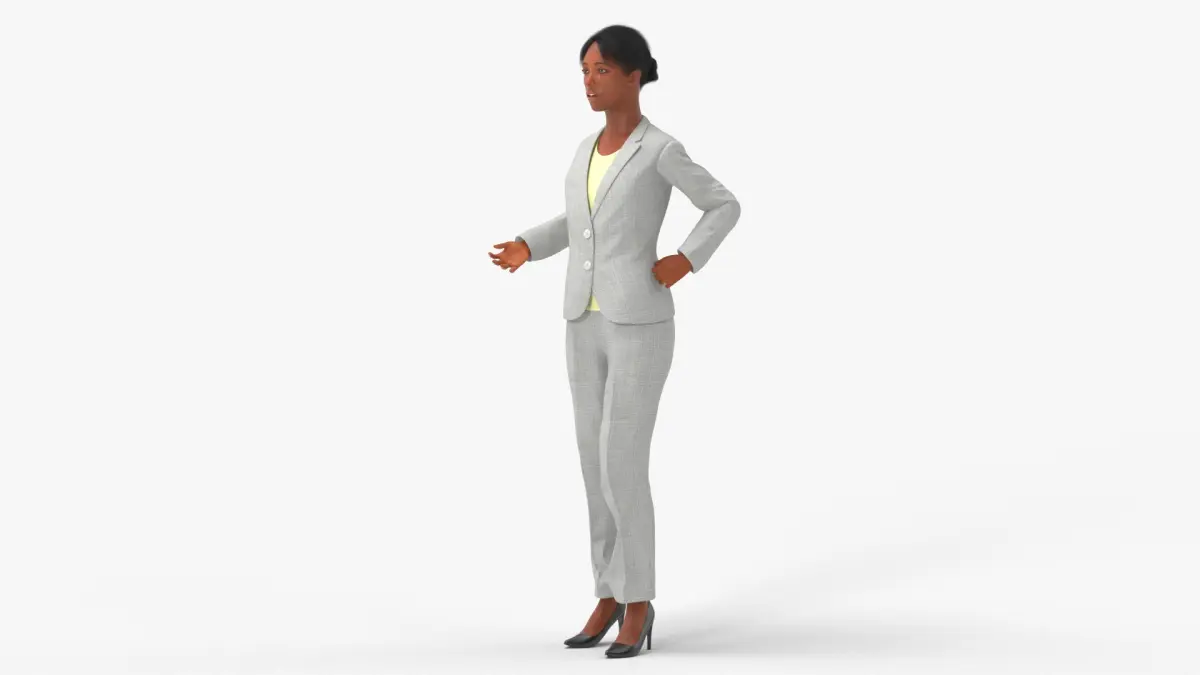 Black Business Woman Rigged 3D model