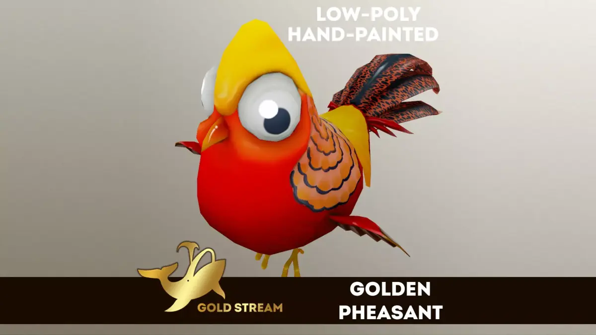 Golden pheasant Low-poly 3D model