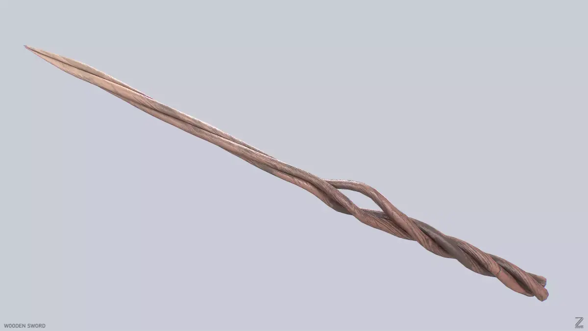 Wooden sword Low-poly 3D model get