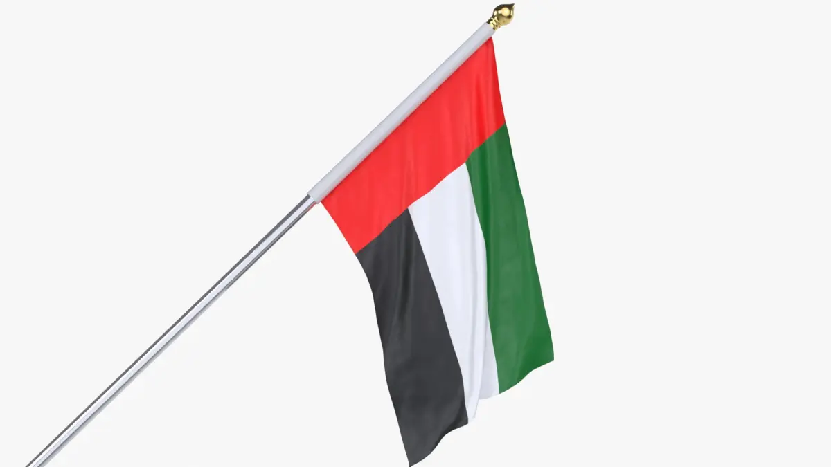United Arab Emirates Cloth Flag Wall Mount Animated 3D model