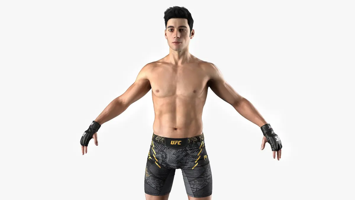 UFC MMA Fighter Character A-Pose Fur 3D model