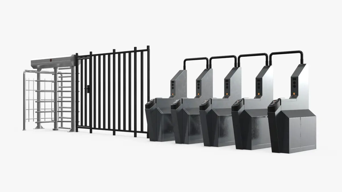 Urban Subway Entrance Control Gates Dirty 3D model