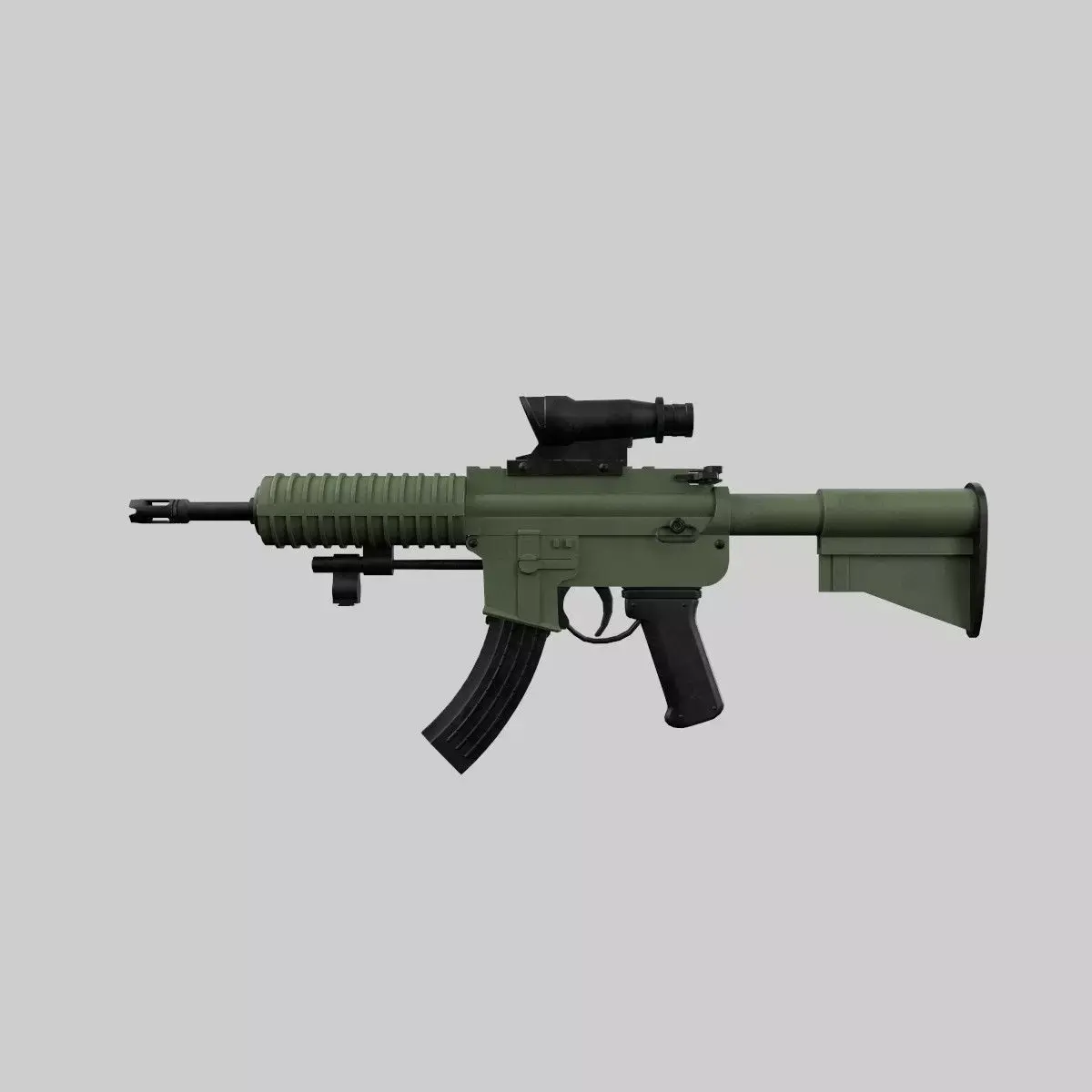 Assault rifle Low-poly 3D model 12