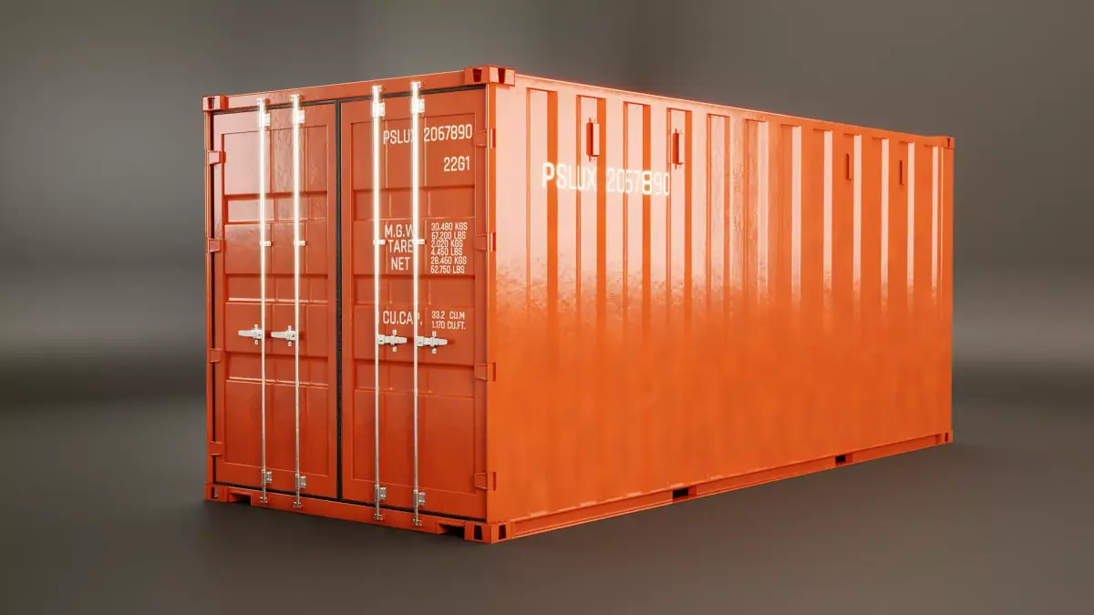 Intermodal Shipping Container 20-foot-long Low-poly 3D model