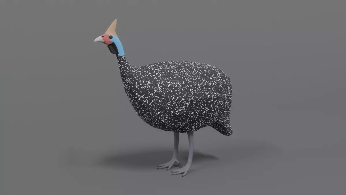 Low Poly Cartoon Helmeted Guineafowl Low-poly 3D model
