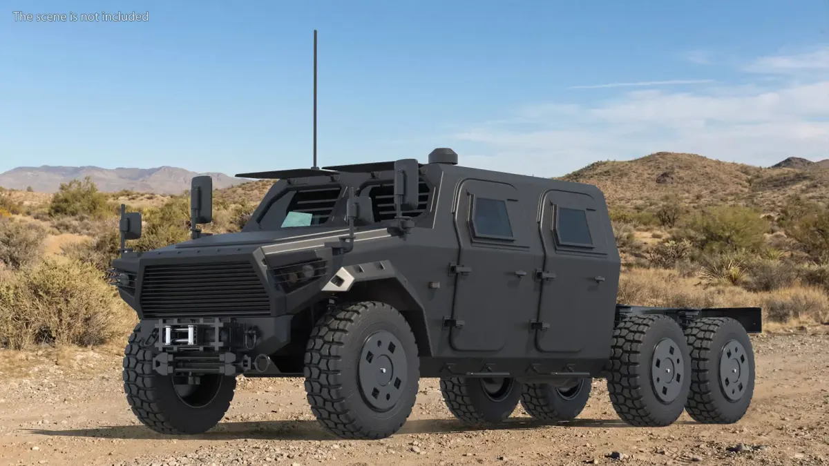Military Off Road Chassis Truck Black Simplified 3D model