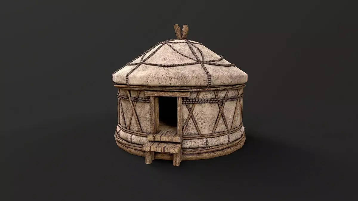 Traditional Yurt Nomads Tent with Interior 2 Low Poly PBR  Low-poly 3D model