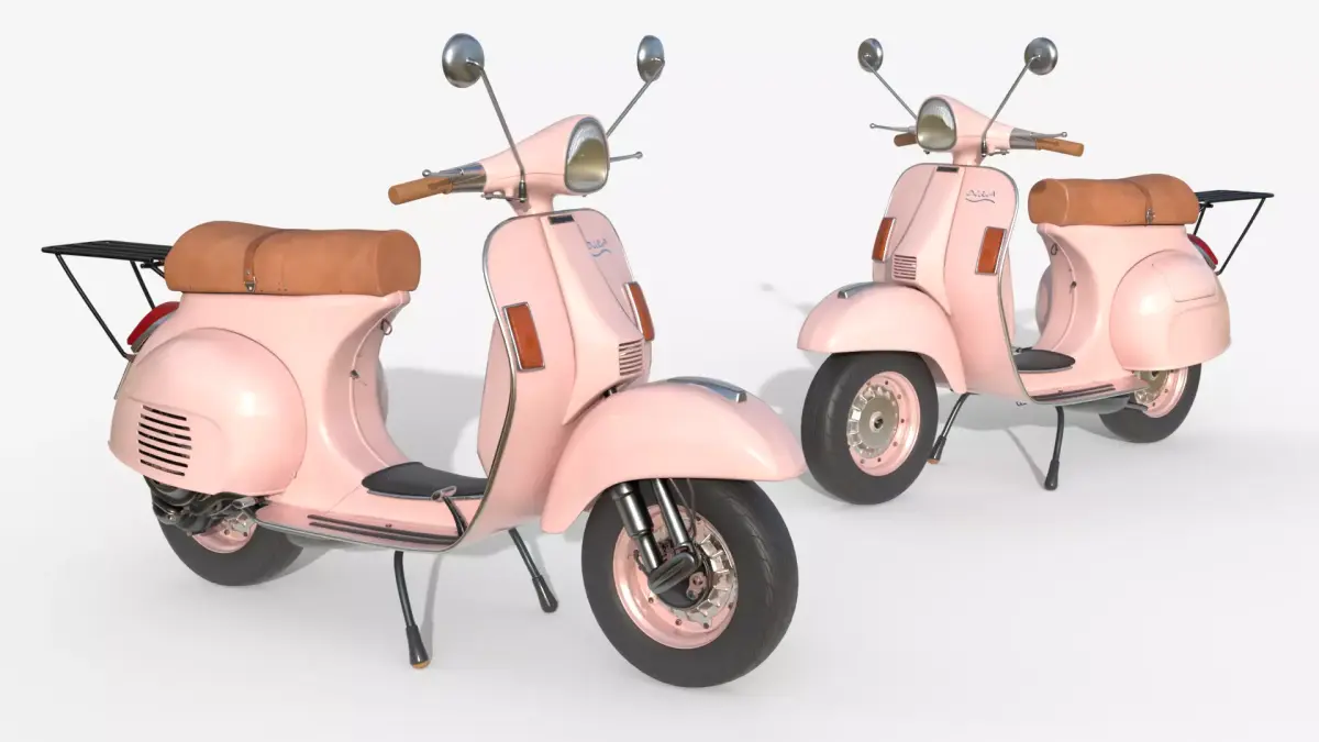 Pink Vintage Scooter - Pastel Classic 3D model