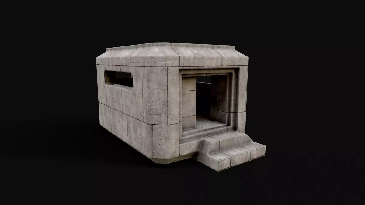 Military Concrete Bunker Base 2 Low-poly 3D model