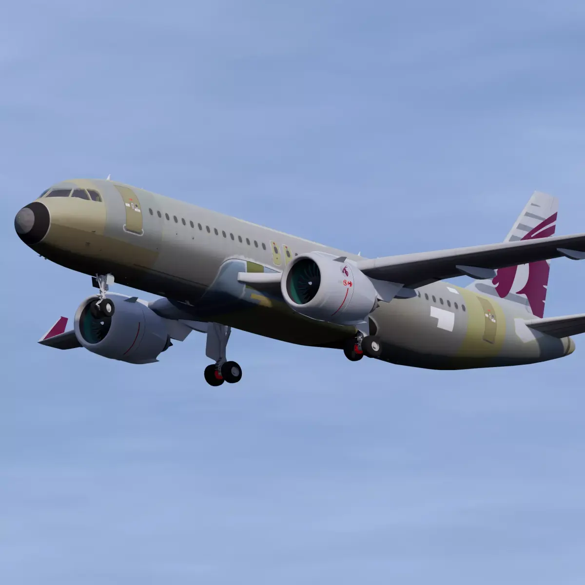 Qatar Airways A320 Unpainted 3D model