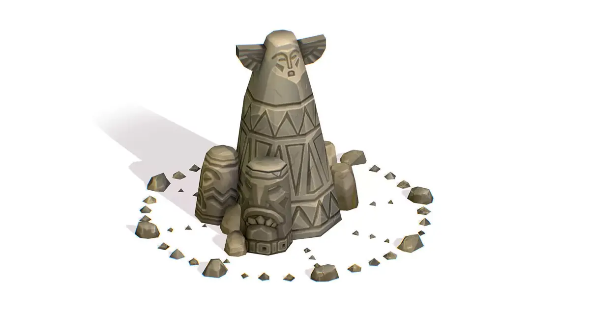Handpaint Cartoon Stone Memorial Totem Symbol Low-poly 3D model 2